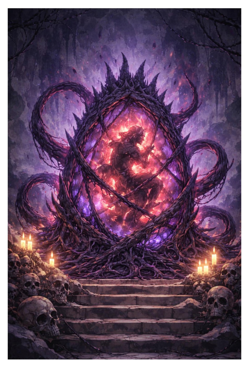 A mysterious portal or demonic eye in a dungeon
